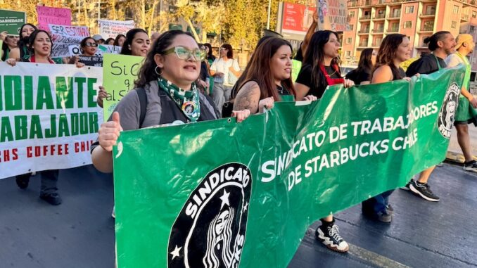 Starbucks workers demonstrate