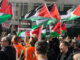 Palestine flags outside BBC