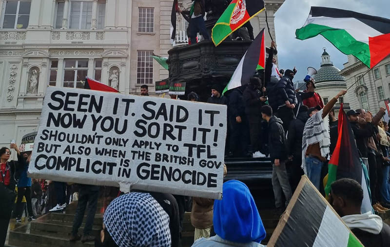 Placard on 21 October Palestine march