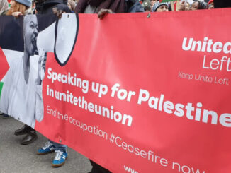 United Left Palestine banner