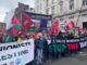 Head of trade union section on march