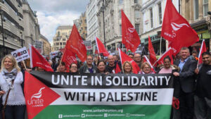 Unite in solidarity with Palestine banner