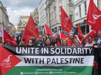 Unite in solidarity with Palestine banner
